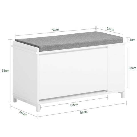 Rootz Shoe Cabinet with Bench - Shoe Organizer - Storage Bench - Comfortable Seating - Versatile Storage - Durable MDF and Metal Construction - 82cm x 53cm x 46cm