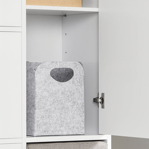 Rootz Shoe Cabinet with Stool - Shoe Tipper - Shoe Dresser - Space-Saving Design - Comfortable Seating - Versatile Storage - White MDF - 95cm x 121cm x 30cm