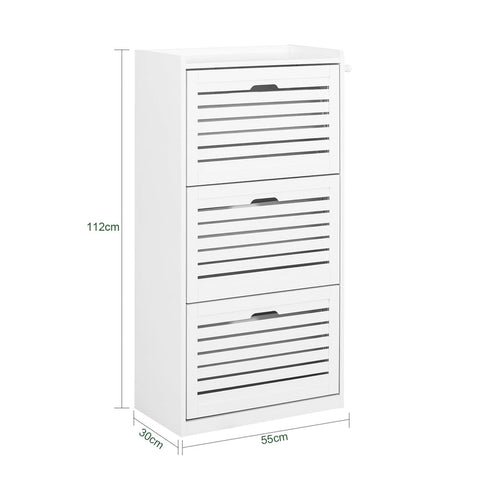 Rootz Shoe Cabinet Tipper - Shoe Organizer - Shoe Storage - 3 Flaps Design - Stylish Hooks - Versatile Combination - 55cm x 112cm x 30cm