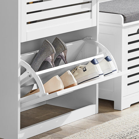 Rootz Shoe Cabinet Tipper - Shoe Organizer - Shoe Storage - 3 Flaps Design - Stylish Hooks - Versatile Combination - 55cm x 112cm x 30cm