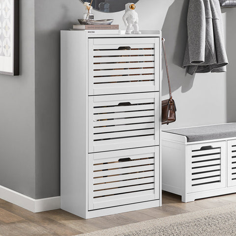 Rootz Shoe Cabinet Tipper - Shoe Organizer - Shoe Storage - 3 Flaps Design - Stylish Hooks - Versatile Combination - 55cm x 112cm x 30cm