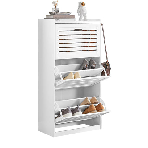 Rootz Shoe Cabinet Tipper - Shoe Organizer - Shoe Storage - 3 Flaps Design - Stylish Hooks - Versatile Combination - 55cm x 112cm x 30cm
