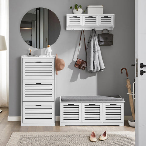 Rootz Shoe Cabinet Tipper - Shoe Organizer - Shoe Storage - 3 Flaps Design - Stylish Hooks - Versatile Combination - 55cm x 112cm x 30cm