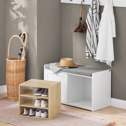 Rootz Shoe Bench - Storage Bench - Shoe Rack - Adjustable Shelf - Space-Saving Design - Felt Floor Protectors - 80cm x 45cm x 35cm