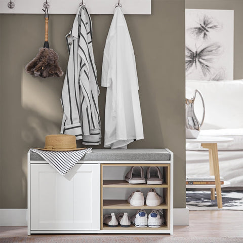 Rootz Shoe Bench - Storage Bench - Shoe Rack - Adjustable Shelf - Space-Saving Design - Felt Floor Protectors - 80cm x 45cm x 35cm