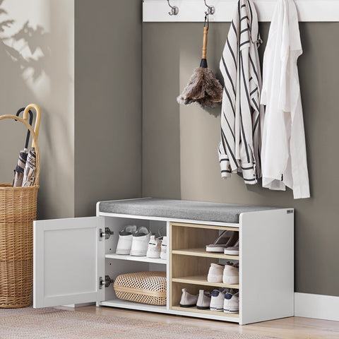 Rootz Shoe Bench - Storage Bench - Shoe Rack - Adjustable Shelf - Space-Saving Design - Felt Floor Protectors - 80cm x 45cm x 35cm