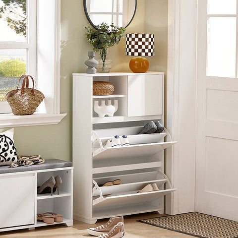 Rootz Shoe Cabinet Tipper - Shoe Organizer - Shoe Storage - Space-Saving Design - Wall-Mountable - Versatile Storage - 71cm x 118cm x 24cm