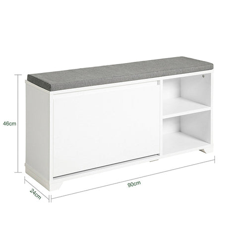Rootz Shoe Bench with Storage - Shoe Tipper - Entryway Bench - Cushioned Seat - Scratch Protection - Versatile Storage - 90cm x 46cm x 24cm