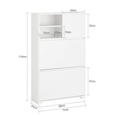Rootz Shoe Cabinet Tipper - Shoe Organizer - Shoe Storage - Space-Saving Design - Wall-Mountable - Versatile Storage - 71cm x 118cm x 24cm
