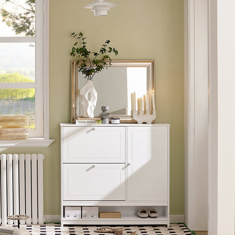 Rootz Shoe Cabinet with 2 Flaps - Shoe Tipper - Shoe Dresser - Versatile Storage - Space-Saving Design - Organized Entryway - MDF and Pine Construction - 102cm x 96cm x 24cm