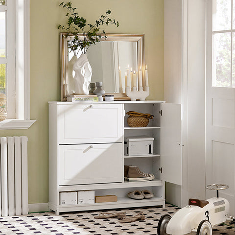 Rootz Shoe Cabinet with 2 Flaps - Shoe Tipper - Shoe Dresser - Versatile Storage - Space-Saving Design - Organized Entryway - MDF and Pine Construction - 102cm x 96cm x 24cm