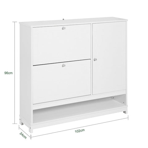 Rootz Shoe Cabinet with 2 Flaps - Shoe Tipper - Shoe Dresser - Versatile Storage - Space-Saving Design - Organized Entryway - MDF and Pine Construction - 102cm x 96cm x 24cm