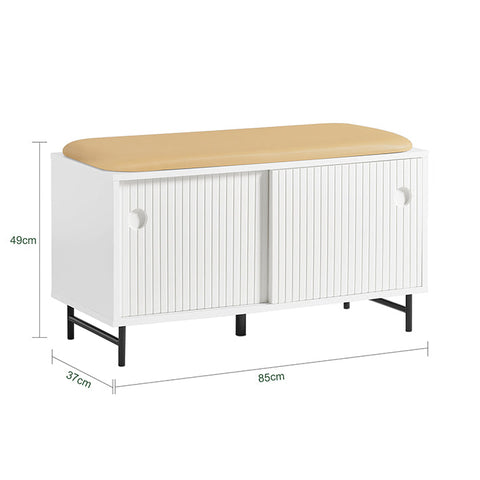 Rootz Shoe Bench - Entryway Bench - Storage Organizer - Adjustable Shelves - Dust-Free Sliding Doors - Durable MDF and Metal - 85cm x 49cm x 37cm