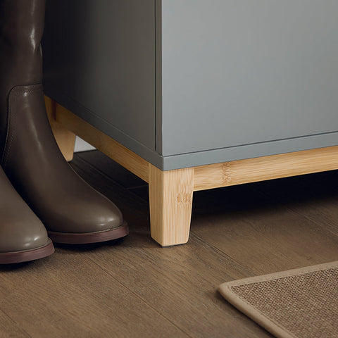 Rootz Shoe Bench with Seat Cushion - Entryway Bench - Storage Organizer - Adjustable Shelves - Bamboo and MDF Construction - Comfortable Seating - Stable Design - 90cm x 47cm x 34cm