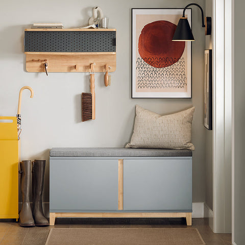 Rootz Shoe Bench with Seat Cushion - Entryway Bench - Storage Organizer - Adjustable Shelves - Bamboo and MDF Construction - Comfortable Seating - Stable Design - 90cm x 47cm x 34cm