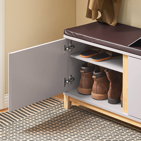 Rootz Storage Bench - Entryway Organizer - Shoe Cabinet - Adjustable Shelves - Comfortable Cushion - 90 x 34 x 47 cm