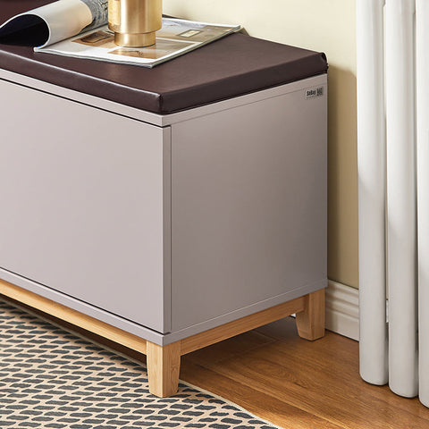 Rootz Storage Bench - Entryway Organizer - Shoe Cabinet - Adjustable Shelves - Comfortable Cushion - 90 x 34 x 47 cm
