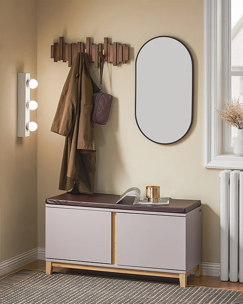 Rootz Storage Bench - Entryway Organizer - Shoe Cabinet - Adjustable Shelves - Comfortable Cushion - 90 x 34 x 47 cm