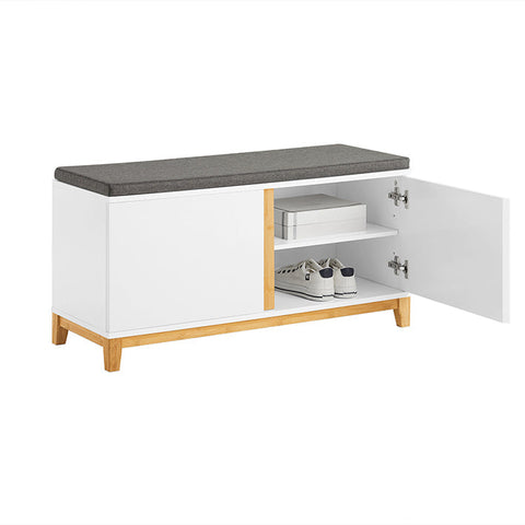Rootz Shoe Bench with Cushioned Seat - Entryway Bench - Storage Organizer - Adjustable Shelves - Durable Bamboo Frame - 90cm x 46cm x 34cm