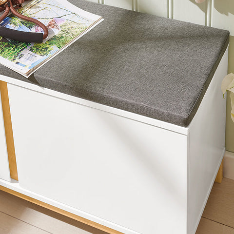 Rootz Shoe Bench with Cushioned Seat - Entryway Bench - Storage Organizer - Adjustable Shelves - Durable Bamboo Frame - 90cm x 46cm x 34cm