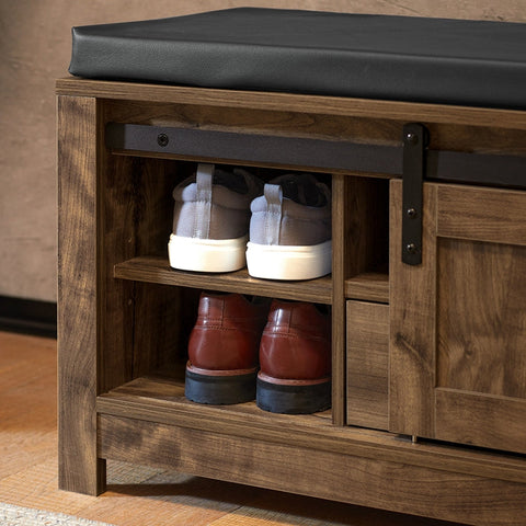 Rootz Shoe Storage Bench - Entryway Organizer - Shoe Cabinet - Adjustable Shelves - Comfortable Cushion - Versatile Use - 101cm x 46cm x 45cm
