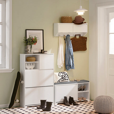 Rootz Shoe Bench with Storage - Shoe Tipper - Entryway Bench - Cushioned Seat - Scratch Protection - Versatile Storage - 90cm x 46cm x 24cm