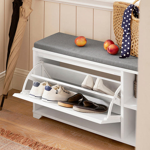 Rootz Shoe Bench with Storage - Shoe Tipper - Entryway Bench - Cushioned Seat - Scratch Protection - Versatile Storage - 90cm x 46cm x 24cm