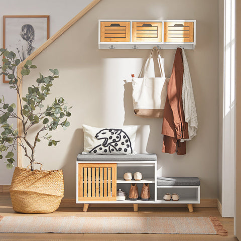 Rootz Shoe Storage Bench - Sitting Chest of Drawers - Shoe Rack - Ideal for Families - Space-Saving - Sturdy Design - 101cm x 46cm x 35cm