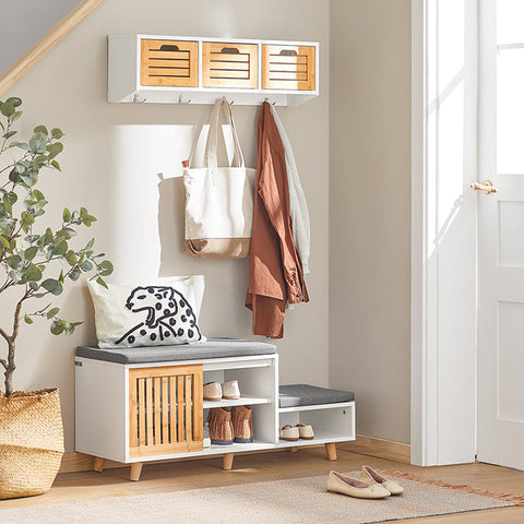 Rootz Shoe Storage Bench - Sitting Chest of Drawers - Shoe Rack - Ideal for Families - Space-Saving - Sturdy Design - 101cm x 46cm x 35cm