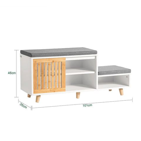 Rootz Shoe Storage Bench - Sitting Chest of Drawers - Shoe Rack - Ideal for Families - Space-Saving - Sturdy Design - 101cm x 46cm x 35cm