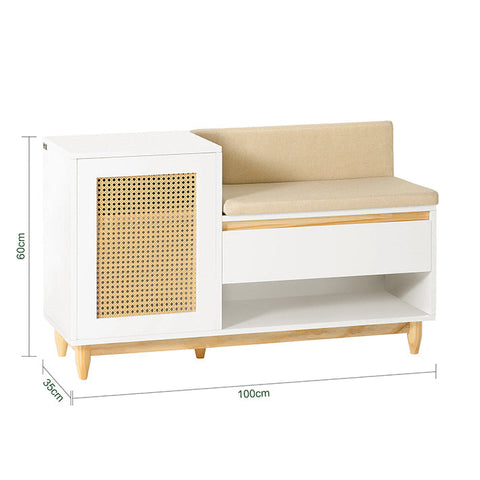 Rootz Shoe Cabinet with Bench - Entryway Organizer - Storage Unit - MDF and Pine Construction - Adjustable Shelf - Mold Protection - Comfortable Seating - 100cm x 60cm x 35cm