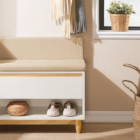 Rootz Shoe Cabinet with Bench - Entryway Organizer - Storage Unit - MDF and Pine Construction - Adjustable Shelf - Mold Protection - Comfortable Seating - 100cm x 60cm x 35cm