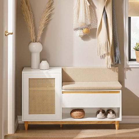 Rootz Shoe Cabinet with Bench - Entryway Organizer - Storage Unit - MDF and Pine Construction - Adjustable Shelf - Mold Protection - Comfortable Seating - 100cm x 60cm x 35cm