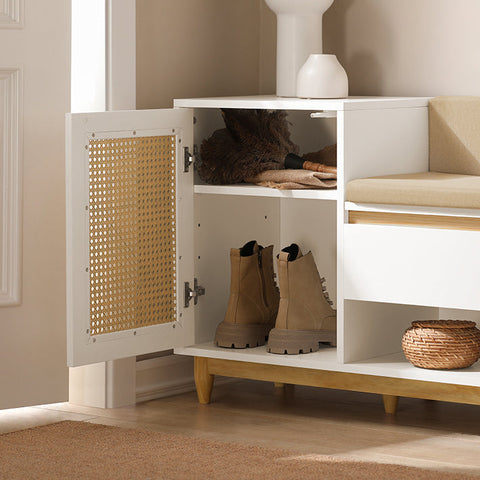 Rootz Shoe Cabinet with Bench - Entryway Organizer - Storage Unit - MDF and Pine Construction - Adjustable Shelf - Mold Protection - Comfortable Seating - 100cm x 60cm x 35cm