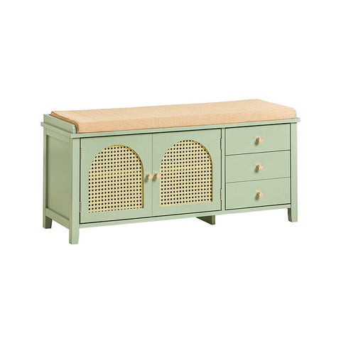 Rootz Modern Shoe Bench - Entryway Bench - Storage Organizer - Air-Permeable Grid Doors - Adjustable Shelves - MDF Construction - 100cm x 46cm x 34cm