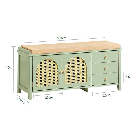 Rootz Modern Shoe Bench - Entryway Bench - Storage Organizer - Air-Permeable Grid Doors - Adjustable Shelves - MDF Construction - 100cm x 46cm x 34cm