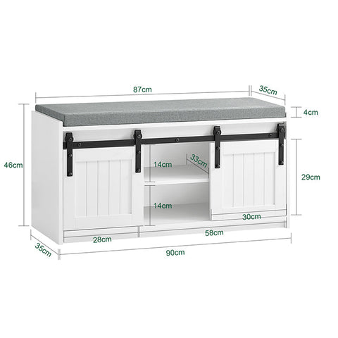 Rootz Shoe Bench - Storage Bench - Entryway Organizer - 200kg Load Capacity - 90x46x35cm