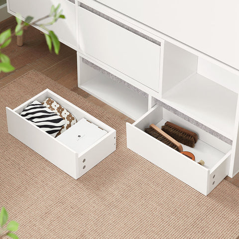Rootz Adjustable Shoe Cabinet - Shoe Organizer - Shoe Storage Bench - Versatile, Space-Saving, Easy Assembly - White - (92-124)x115x24cm