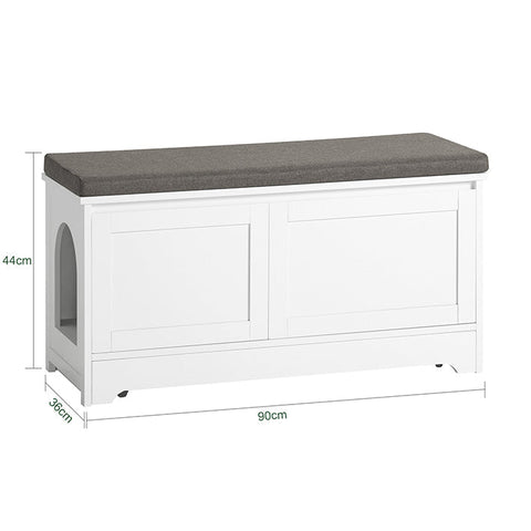 Rootz Multi-Functional Shoe Bench with Cat House - Pet Shelter - Storage Organizer - Comfortable Seating - Movable with Wheels - Durable MDF and Metal - 90cm x 44cm x 36cm