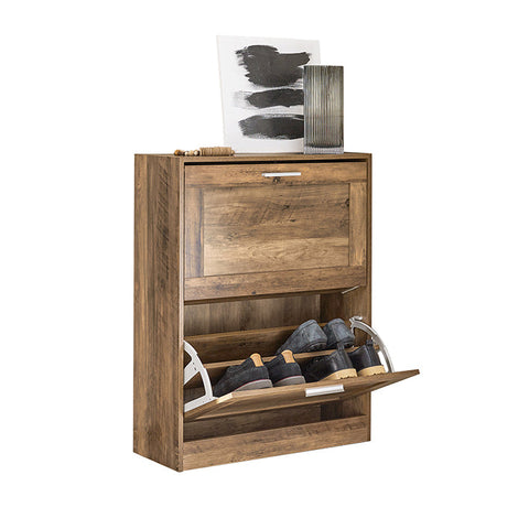 Rootz Shoe Cabinet with 2 Flaps - Shoe Organizer - Shoe Storage - Wall Secure Tilt Lock - Multi-Functional Top Plate - Space-Saving Design - 60cm x 79cm x 23cm