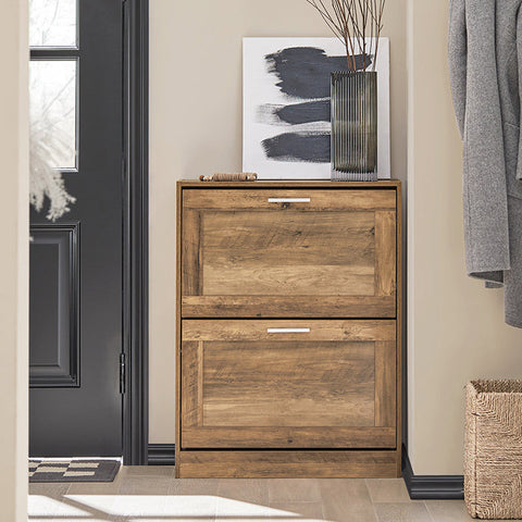 Rootz Shoe Cabinet with 2 Flaps - Shoe Organizer - Shoe Storage - Wall Secure Tilt Lock - Multi-Functional Top Plate - Space-Saving Design - 60cm x 79cm x 23cm