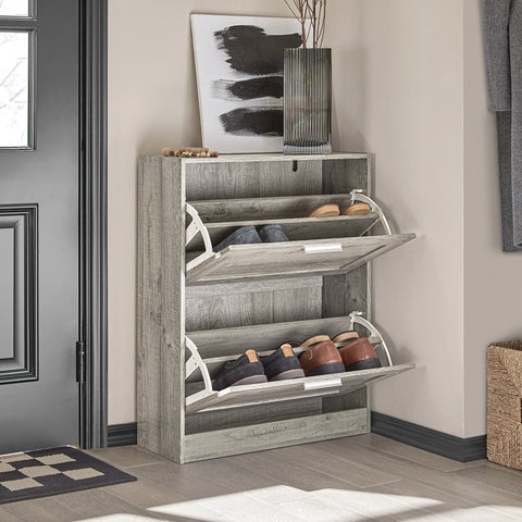 Rootz Shoe Cabinet with Tilt Lock - Shoe Organizer - Shoe Storage - Wall Secure - Multi-Functional Top Plate - 60cm x 79cm x 23cm