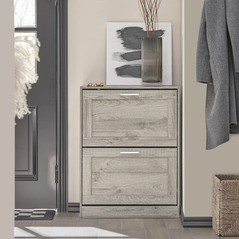 Rootz Shoe Cabinet with Tilt Lock - Shoe Organizer - Shoe Storage - Wall Secure - Multi-Functional Top Plate - 60cm x 79cm x 23cm