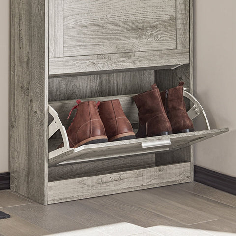 Rootz Shoe Cabinet with Tilt Lock - Shoe Organizer - Shoe Storage - Wall Secure - Multi-Functional Top Plate - 60cm x 79cm x 23cm