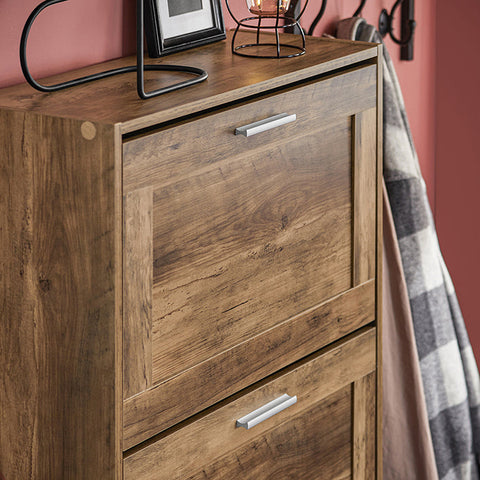 Rootz Shoe Cabinet with 3 Flaps - Shoe Tipper - Shoe Dresser - Space-Saving Design - Wall Secure Tilt Lock - Versatile Storage - 60cm x 115cm x 23cm
