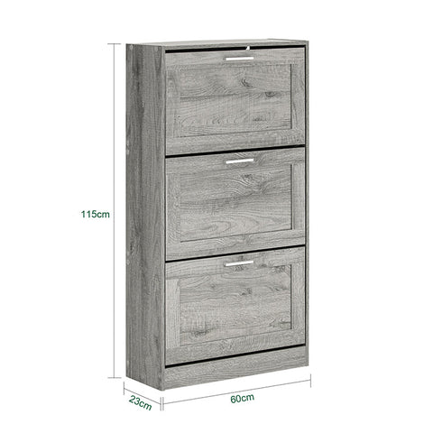 Rootz Modern Shoe Cabinet - Shoe Tipper - Shoe Dresser - Space-Saving Design - Wall Secure Tilt Lock - Ideal for Entryways - 60cm x 115cm x 23cm