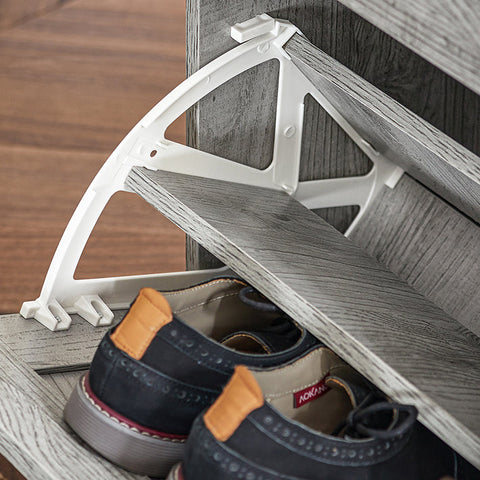 Rootz Modern Shoe Cabinet - Shoe Tipper - Shoe Dresser - Space-Saving Design - Wall Secure Tilt Lock - Ideal for Entryways - 60cm x 115cm x 23cm
