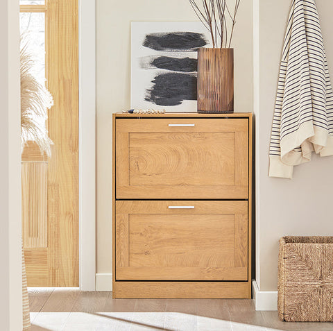 Rootz Shoe Cabinet with Tilt Lock - Shoe Tipper - Shoe Dresser - Wall Secure - Multi-Storage - MDF & PB Material - 60cm x 79cm x 23cm