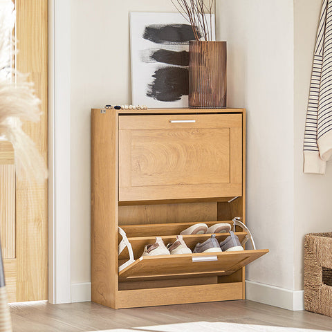 Rootz Shoe Cabinet with Tilt Lock - Shoe Tipper - Shoe Dresser - Wall Secure - Multi-Storage - MDF & PB Material - 60cm x 79cm x 23cm