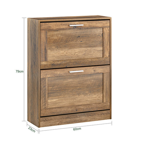 Rootz Shoe Cabinet with 2 Flaps - Shoe Organizer - Shoe Storage - Wall Secure Tilt Lock - Multi-Functional Top Plate - Space-Saving Design - 60cm x 79cm x 23cm